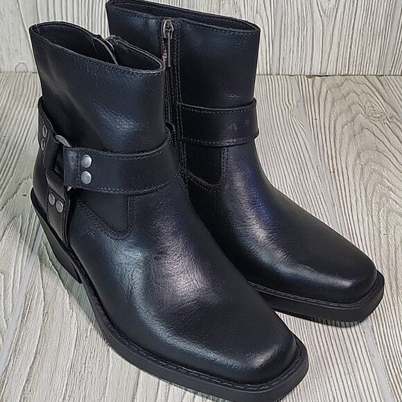 Sun + Stone Pheobie Leather Square Toe Harness Moto Ankle Boots Womens 5 NEW - Picture 11 of 14